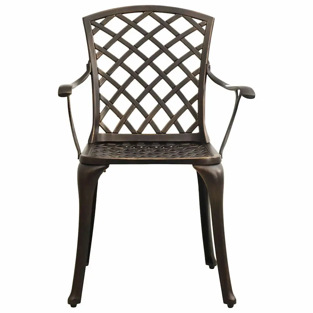 Bistro Set Outdoor Furniture Brown Cast Aluminium 5 Piece Patio Table Chairs