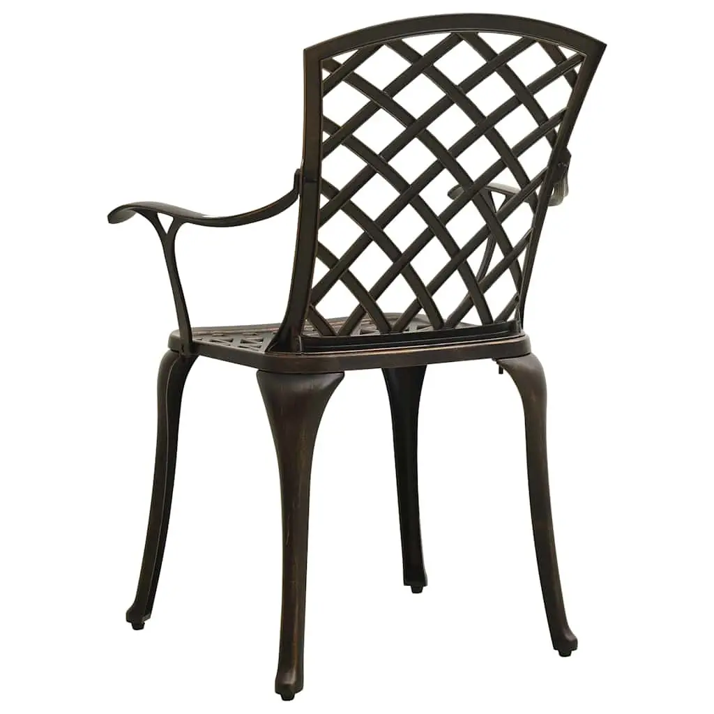 Bistro Set Outdoor Furniture Brown Cast Aluminium 5 Piece Patio Table Chairs