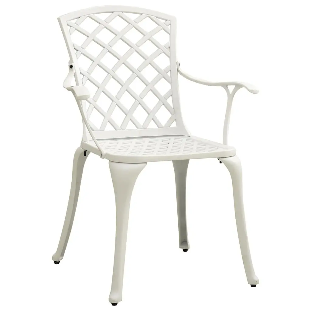 Outdoor Bistro Set 5 Piece Cast Aluminium White Table Chairs Garden Furniture