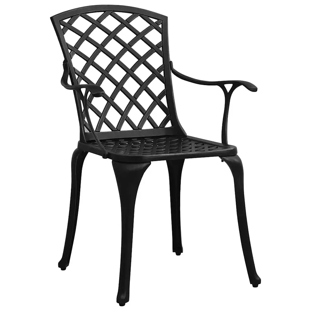 5 Piece Bistro Set Cast Aluminium Black Outdoor Furniture Table Chairs