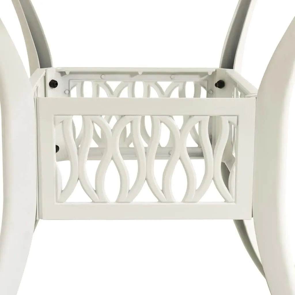 Outdoor Bistro Set Cast Aluminium 5 Piece White Garden Furniture