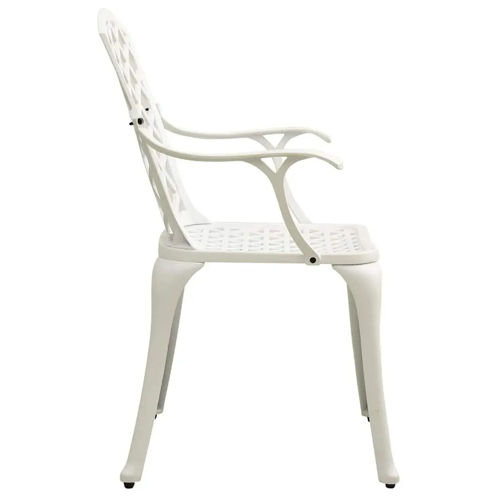 Outdoor Bistro Set Cast Aluminium 5 Piece White Garden Furniture