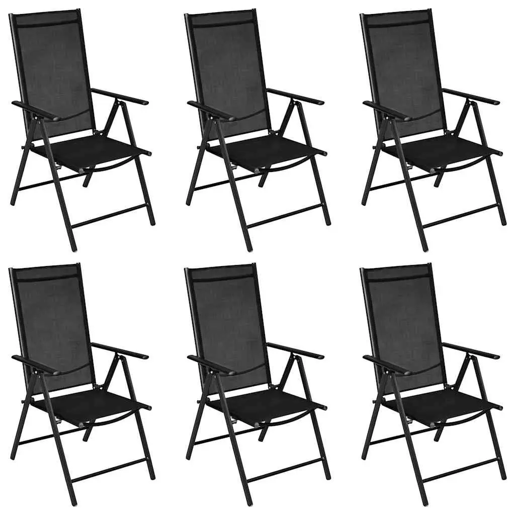 Garden Dining Set Aluminium 7 Piece Outdoor Furniture Black