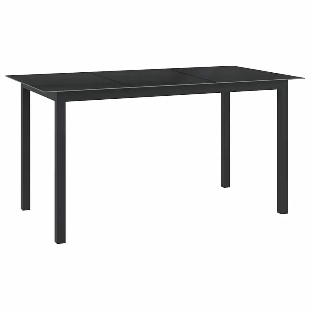 7 Piece Anthracite Garden Dining Set Aluminium Frame Glass Table Outdoor Patio