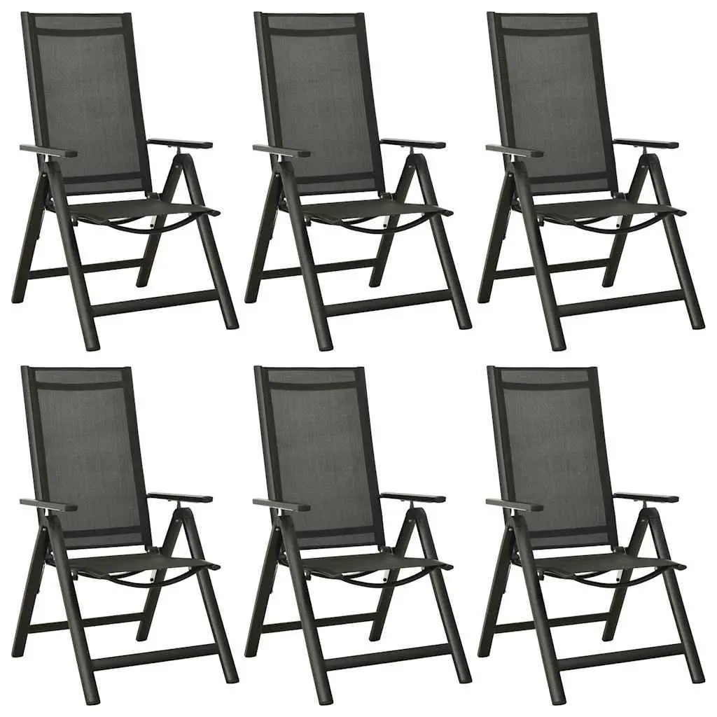 7 Piece Anthracite Garden Dining Set Aluminium Frame Glass Table Outdoor Patio