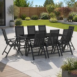 Garden Dining Set 9 Piece Outdoor Furniture Anthracite Chairs Table Patio