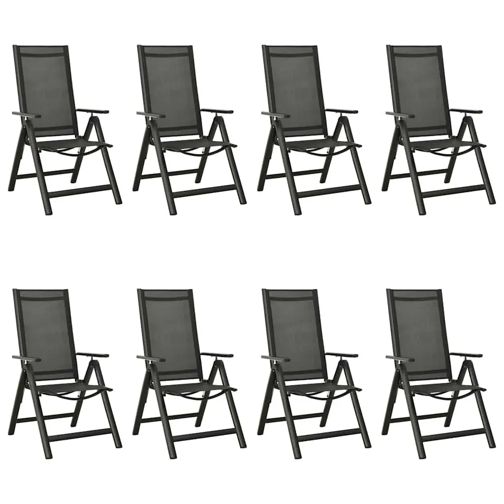Garden Dining Set 9 Piece Powder-coated Aluminium Anthracite Textilene Chairs Glass Table