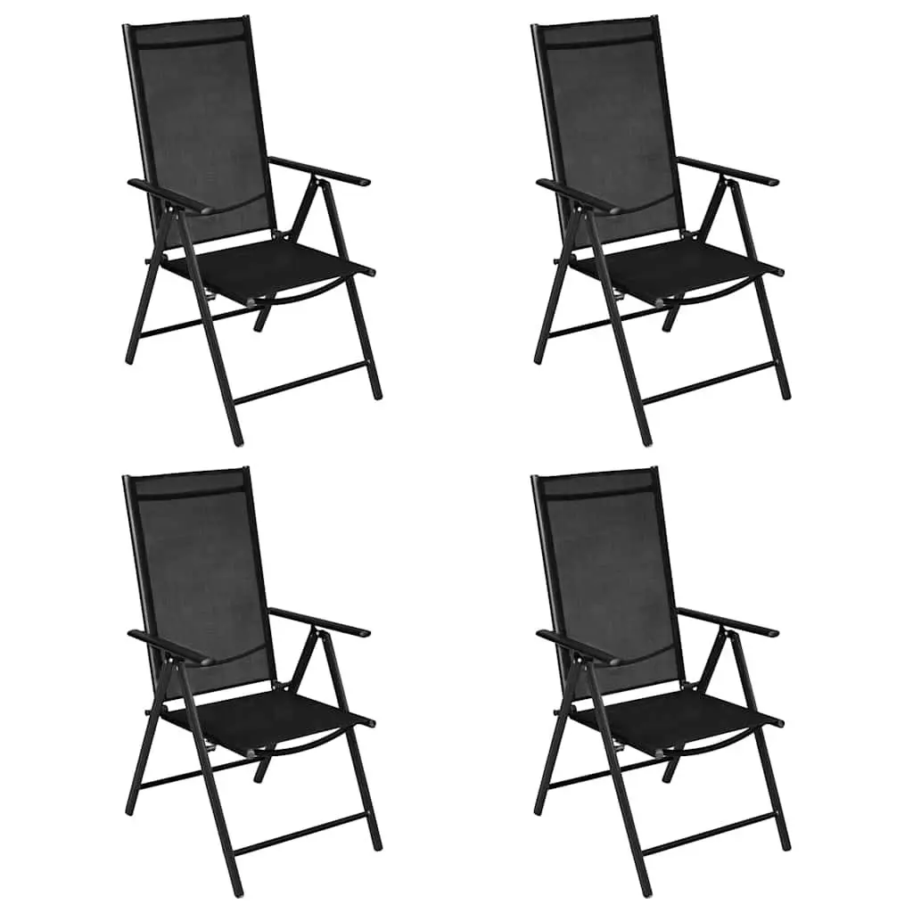 Garden Dining Set 5 Piece Outdoor Furniture Black Aluminium Frame Textilene