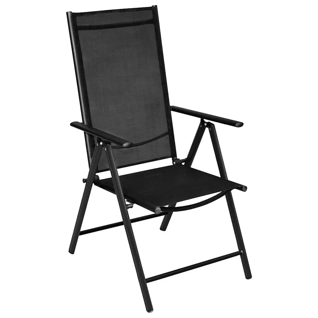 Garden Dining Set 5 Piece Outdoor Furniture Black Aluminium Frame Textilene