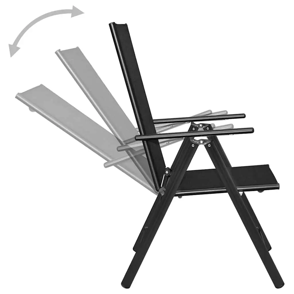 Garden Dining Set 5 Piece Outdoor Furniture Black Aluminium Frame Textilene