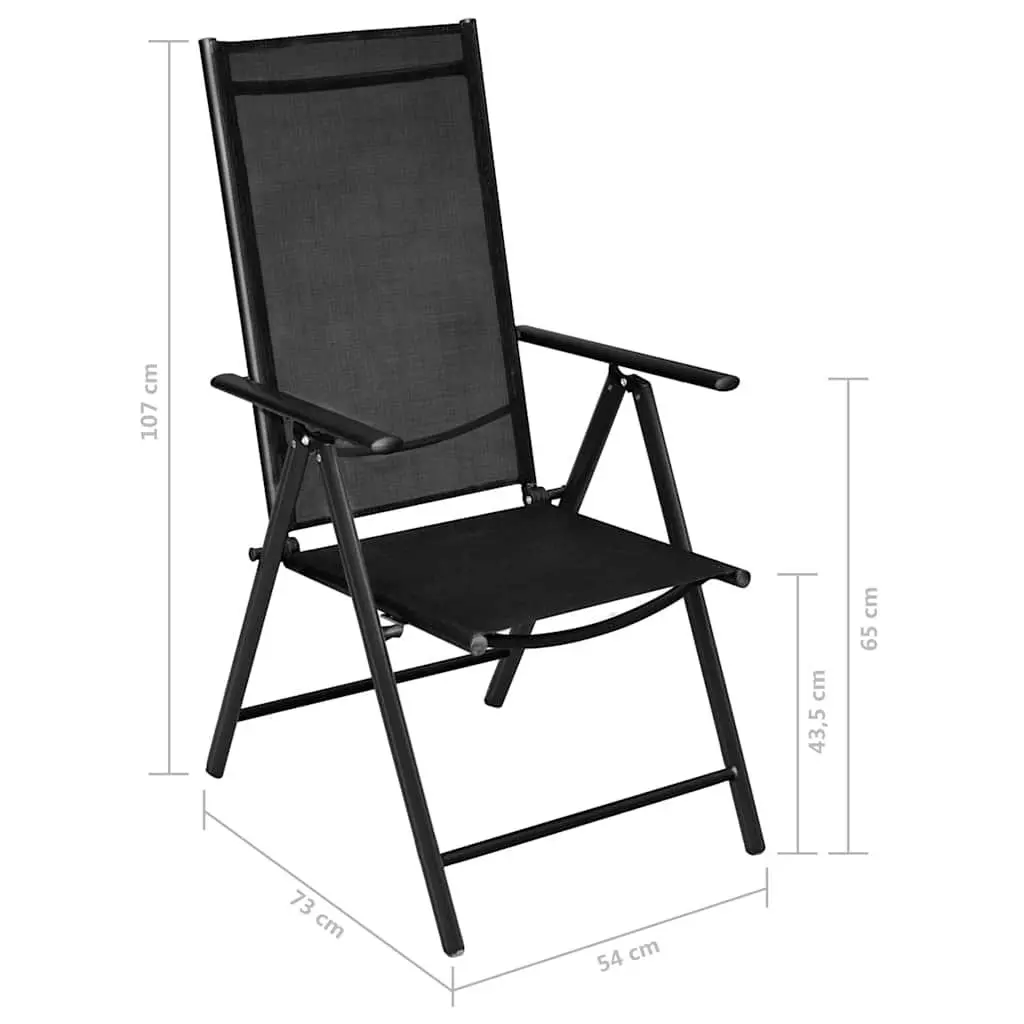 Garden Dining Set 5 Piece Outdoor Furniture Black Aluminium Frame Textilene