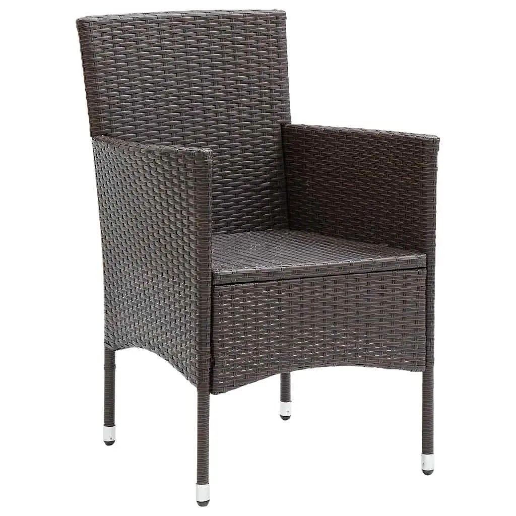 Garden Dining Set 7 Piece Outdoor Furniture Rattan Brown Table Chairs Cushions