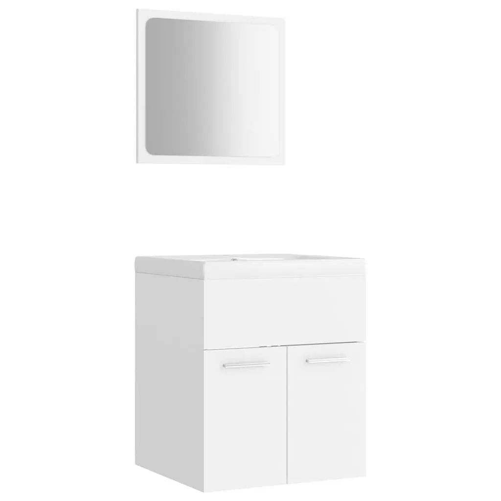 Bathroom Set Engineered Wood Sink Cabinet Basin Mirror White