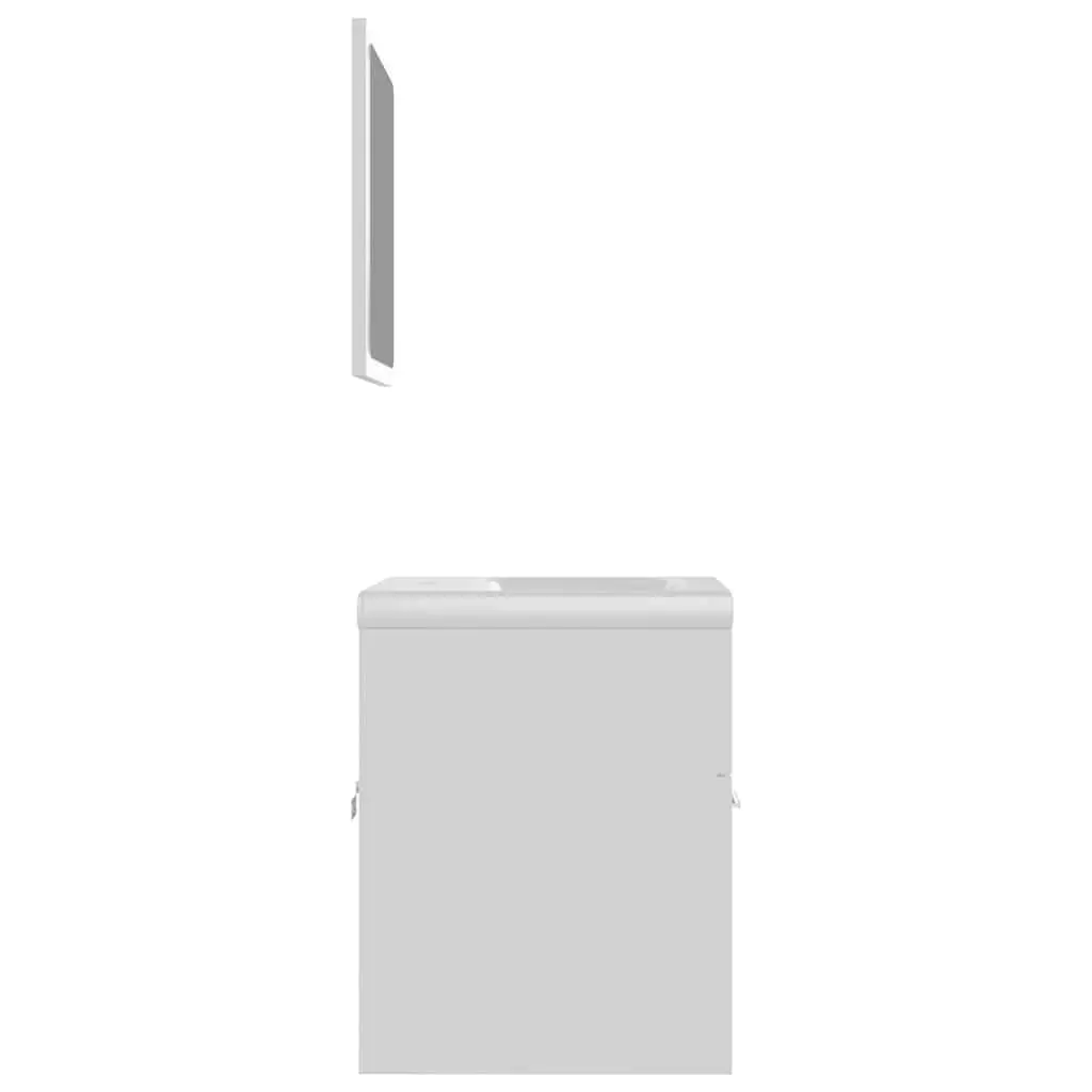 Bathroom Set Engineered Wood Sink Cabinet Basin Mirror White