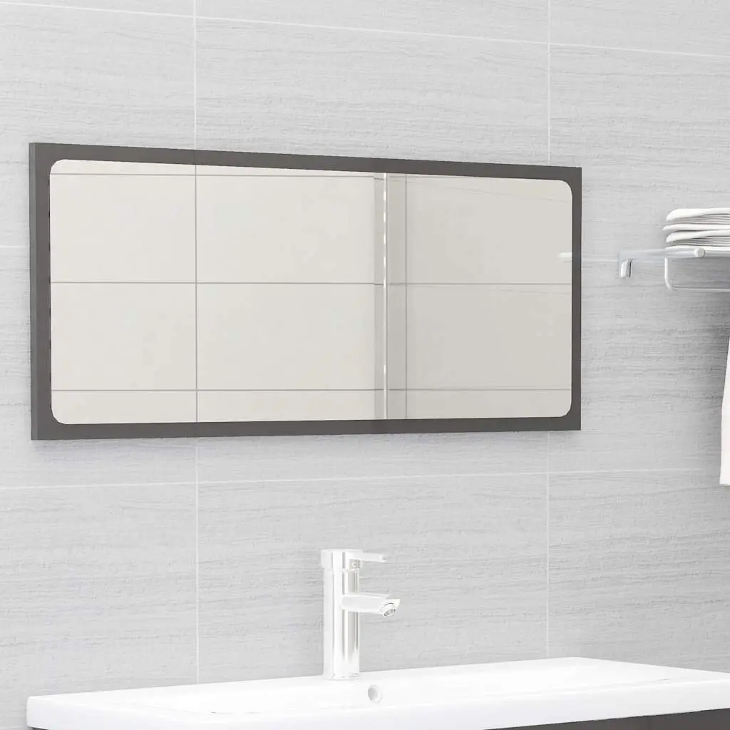 Bathroom Set Engineered Wood Sink Cabinet Ceramic Basin Mirror Grey