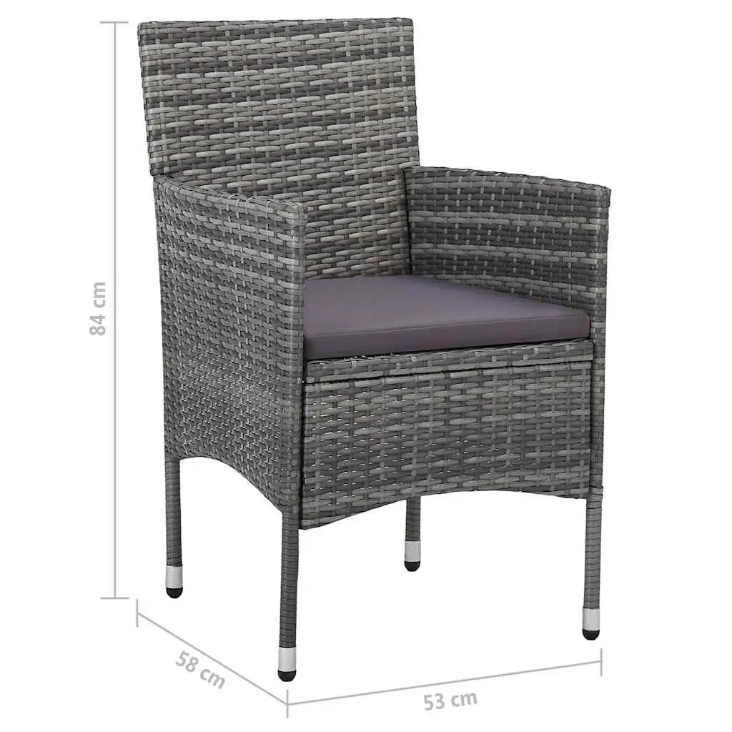 Garden Dining Set Acacia Wood Table Rattan Chairs 5 Piece Grey
