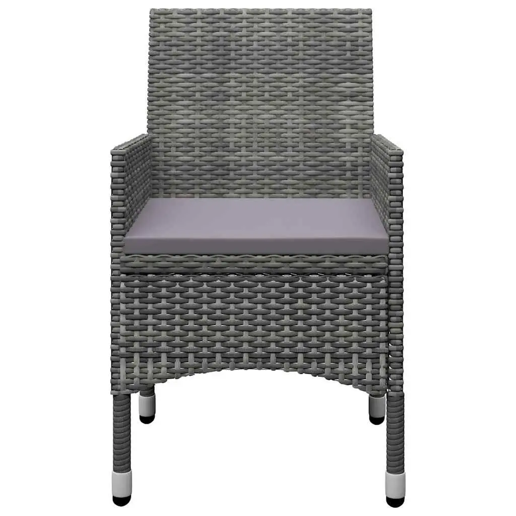 Garden Dining Set Solid Acacia Wood Table Steel Frame PE Rattan Chairs 5 Piece Grey