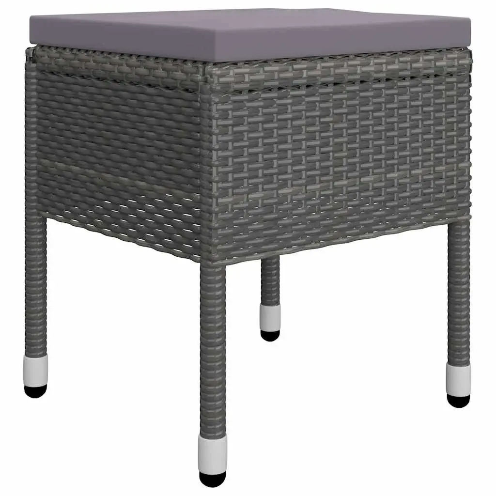 Garden Dining Set Solid Acacia Wood Table Steel Frame PE Rattan Chairs 5 Piece Grey