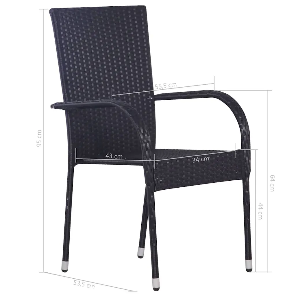 Garden Dining Set 7 Piece Outdoor Table Chairs Black Acacia Wood Rattan