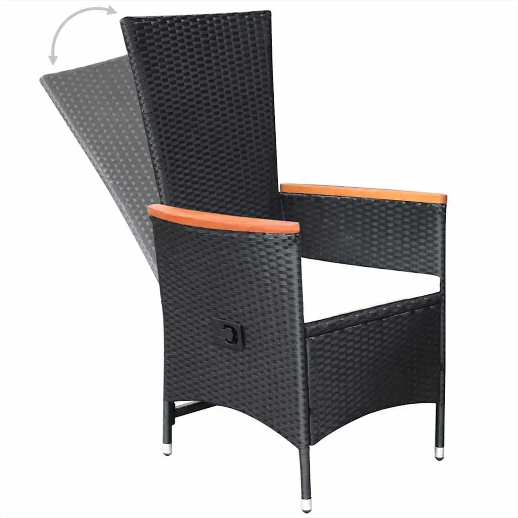 Garden Dining Set 5 Piece Outdoor Table Chairs Black Acacia Wood Rattan