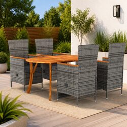Practical 5-Piece Grey Dining Set for Outdoor Use