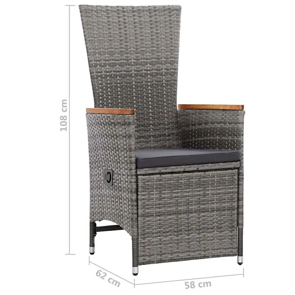 Garden Dining Set Solid Acacia Wood Table Steel Frame Chairs 5 Piece Grey Outdoor Furniture