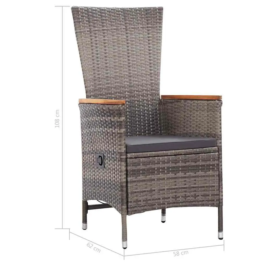 Garden Dining Set Solid Acacia Wood Table Steel Frame Chairs 5 Piece Grey Outdoor Furniture