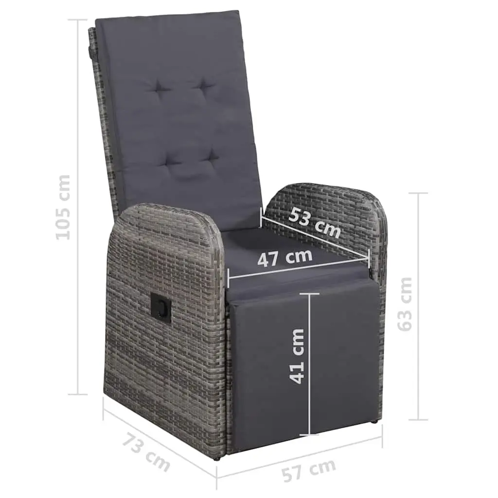 5 Piece Outdoor Dining Set Grey Rattan Steel Frame Acacia Wood Table with Cushions