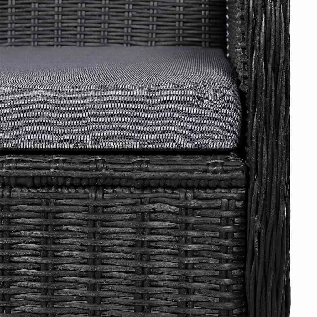Garden Dining Set Acacia Wood Black 5 Piece Outdoor Table Chairs Rattan