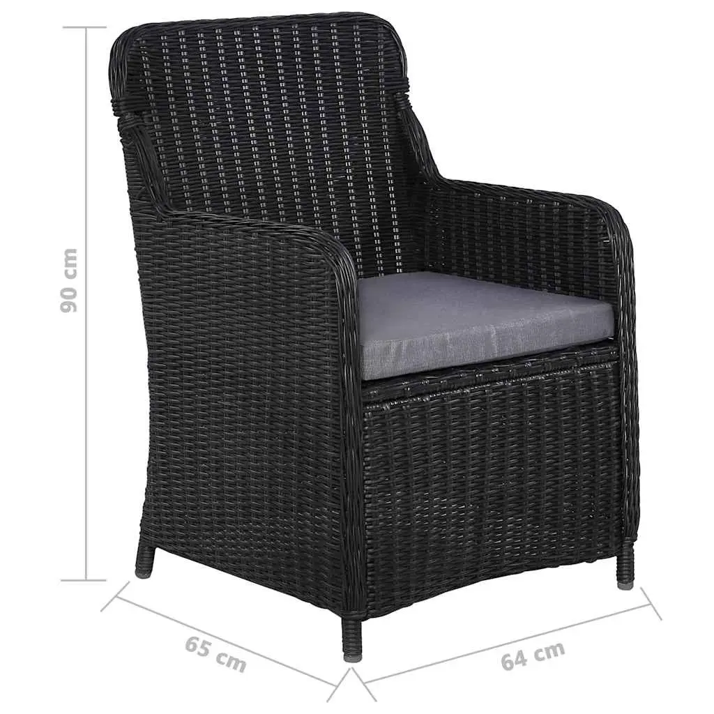 Garden Dining Set Acacia Wood Black 5 Piece Outdoor Table Chairs Rattan