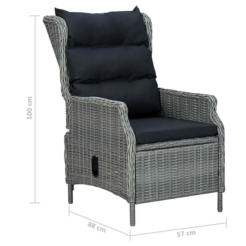 Garden Dining Set Acacia Wood Grey 5 Piece Outdoor Table Chairs PE Rattan