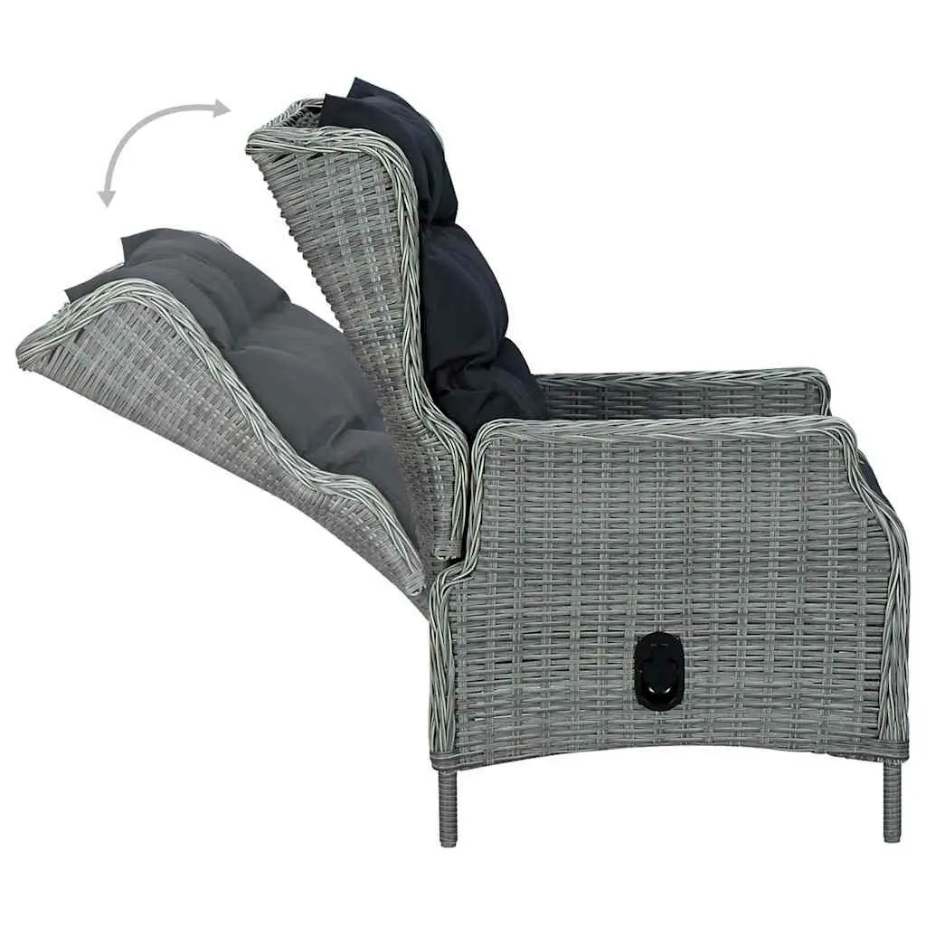 Garden Dining Set Acacia Wood Grey 5 Piece Outdoor Table Chairs PE Rattan