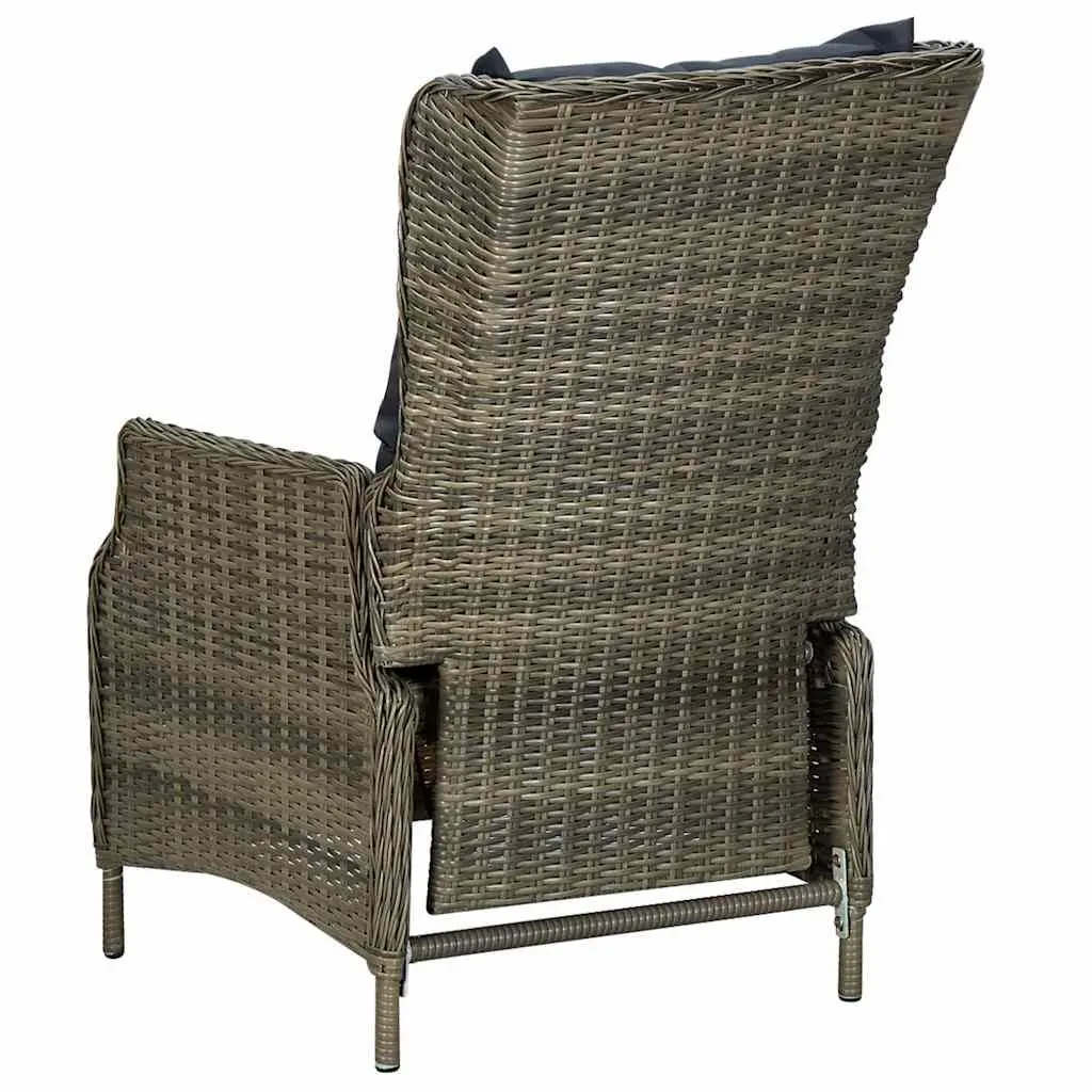 Garden Dining Set Acacia Wood Table 4 Chairs Brown PE Rattan Furniture