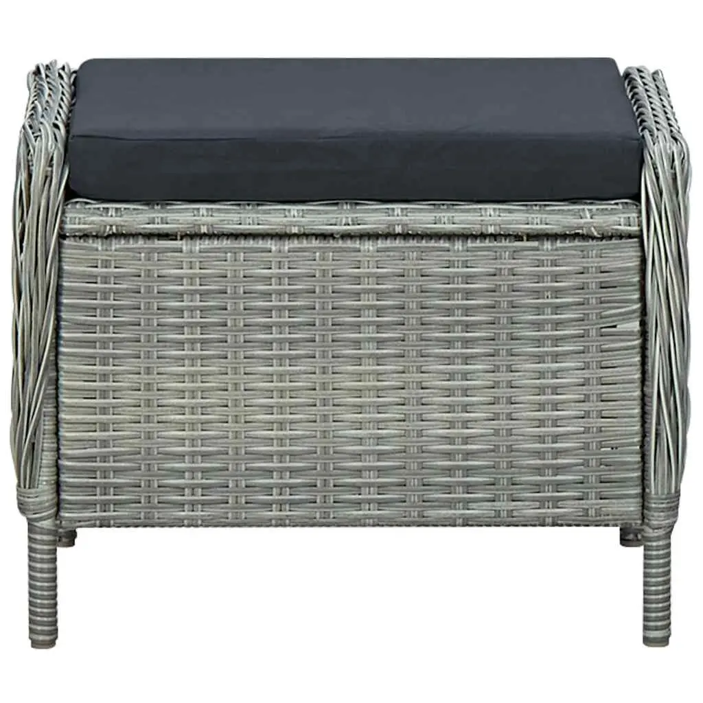Garden Dining Set Acacia Wood Table Rattan Chairs 7 Piece Grey