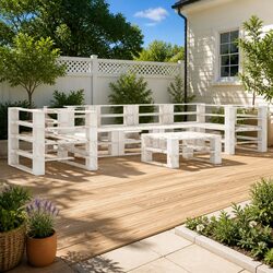 Functional 7-Piece White Patio Lounge Set