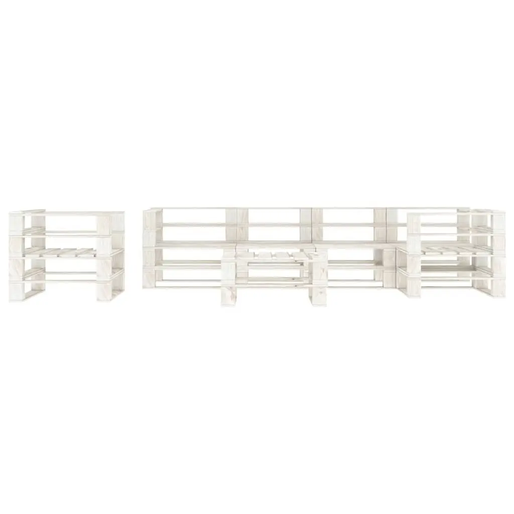 7 Piece Pallet Lounge Set Pinewood Outdoor Sofa Coffee Table White