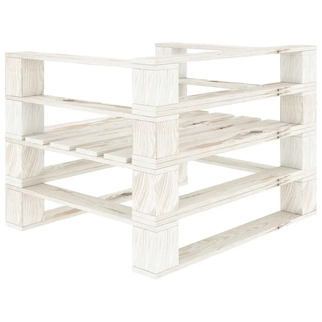 7 Piece Pallet Lounge Set Pinewood Outdoor Sofa Coffee Table White