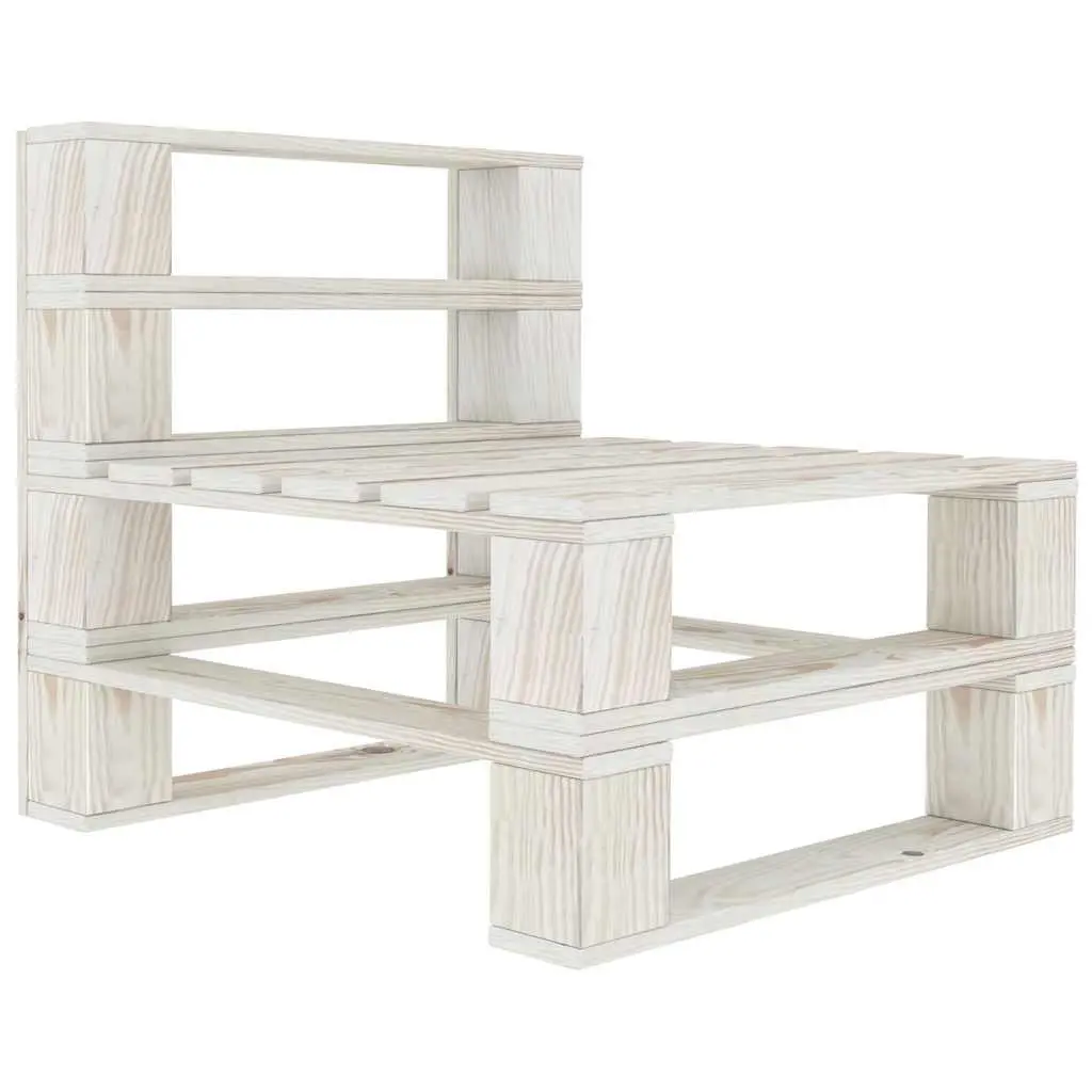 7 Piece Pallet Lounge Set Pinewood Outdoor Sofa Coffee Table White