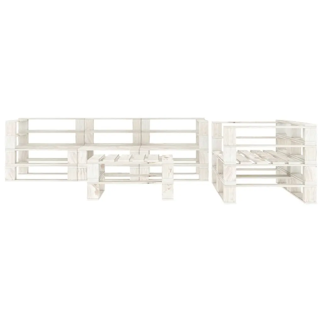 6 Piece Garden Pallet Lounge Set Wooden Outdoor Furniture White Patio Sofa