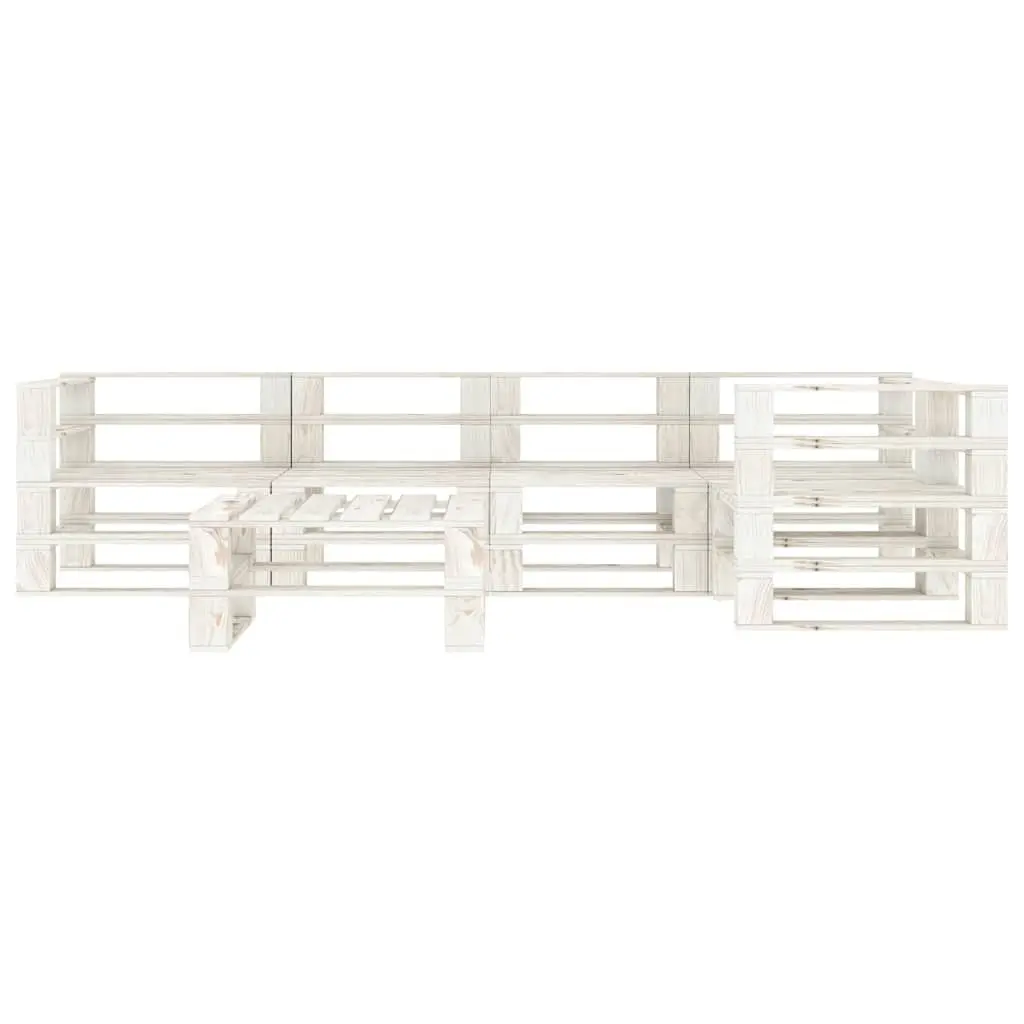 6 Piece Garden Pallet Lounge Set Wooden White Outdoor Furniture Patio Sofa