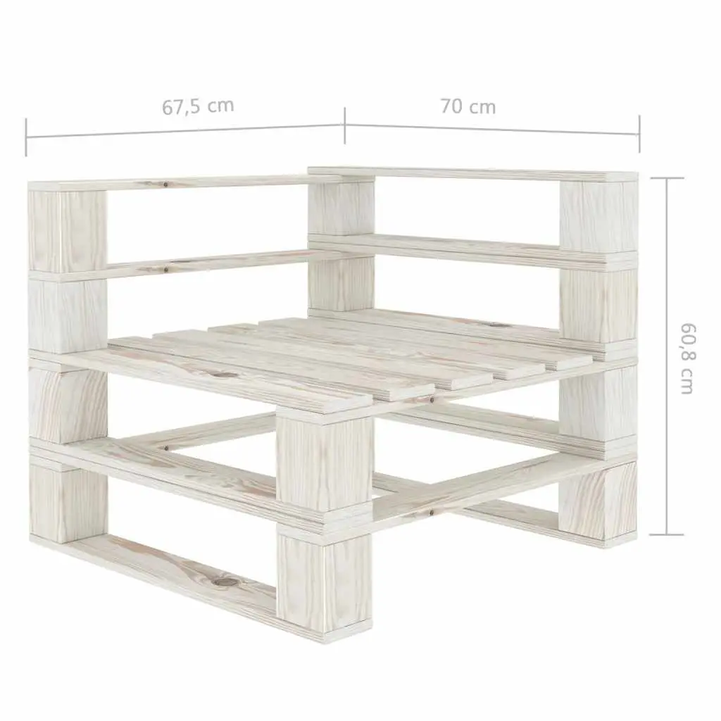 Outdoor Sofa White Pinewood 3-Seater Rustic Patio Couch Garden Seating