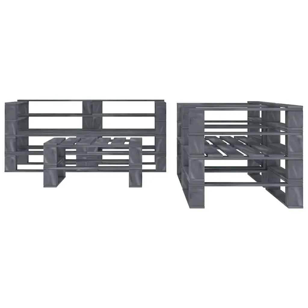 5 Piece Garden Pallet Lounge Set Pinewood Outdoor Furniture Grey
