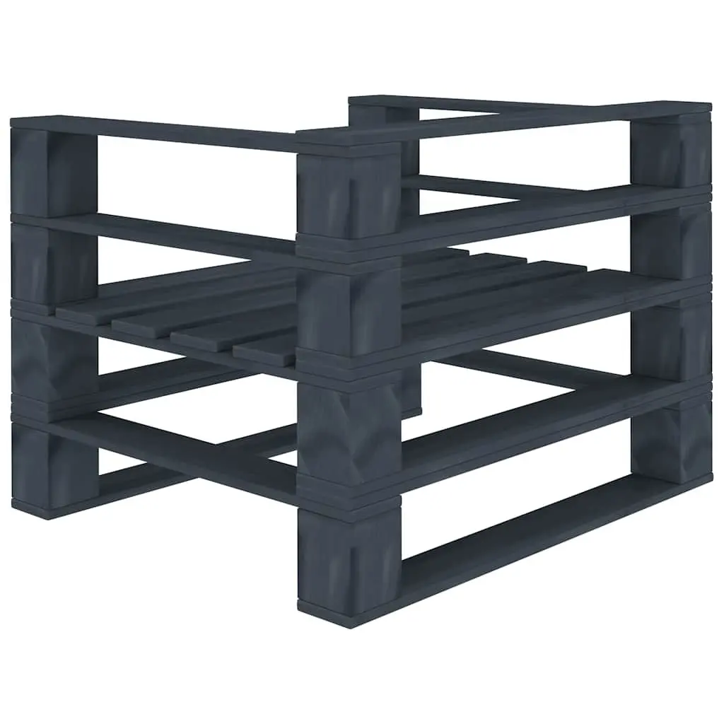 5 Piece Garden Pallet Lounge Set Pinewood Outdoor Furniture Grey