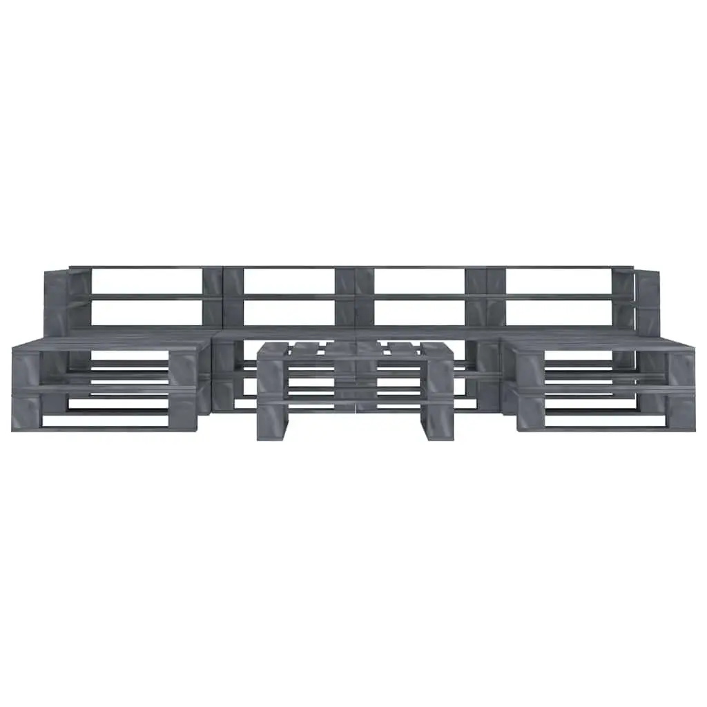 7 Piece Garden Pallet Lounge Set Outdoor Furniture Patio Sofa Wood Grey Rustic