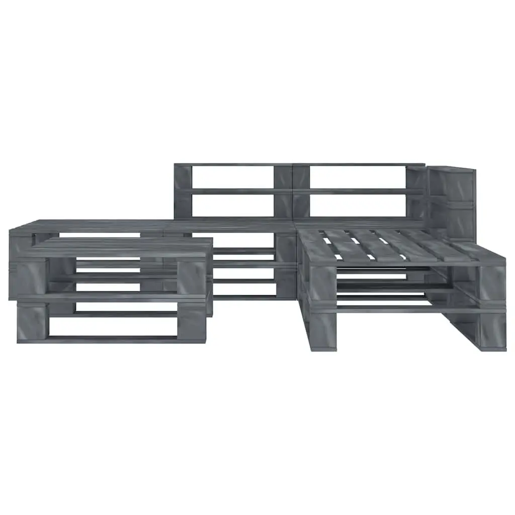 Garden Pallet Lounge Set Pinewood 6 Piece Outdoor Furniture Grey