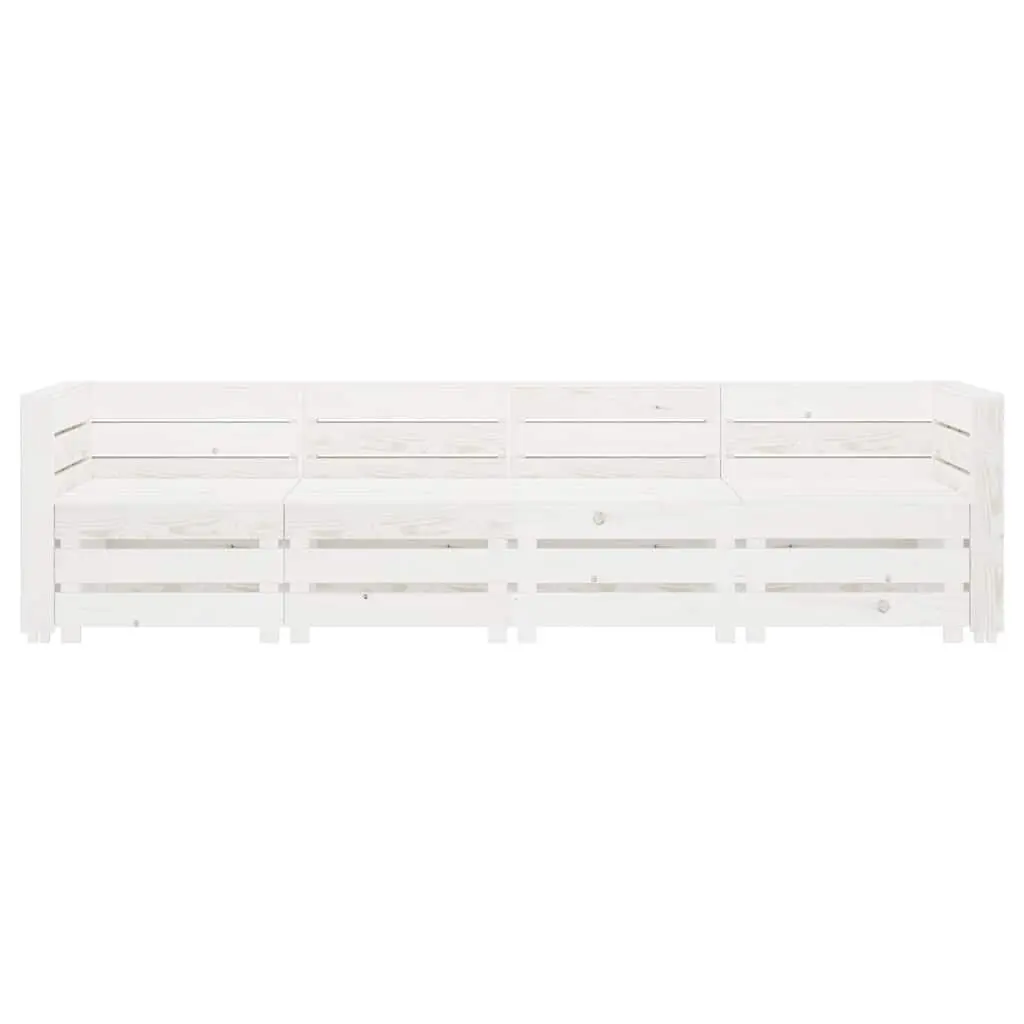 Garden Pallet Sofa 4-Seater Wooden Outdoor Lounge Couch Patio Furniture White