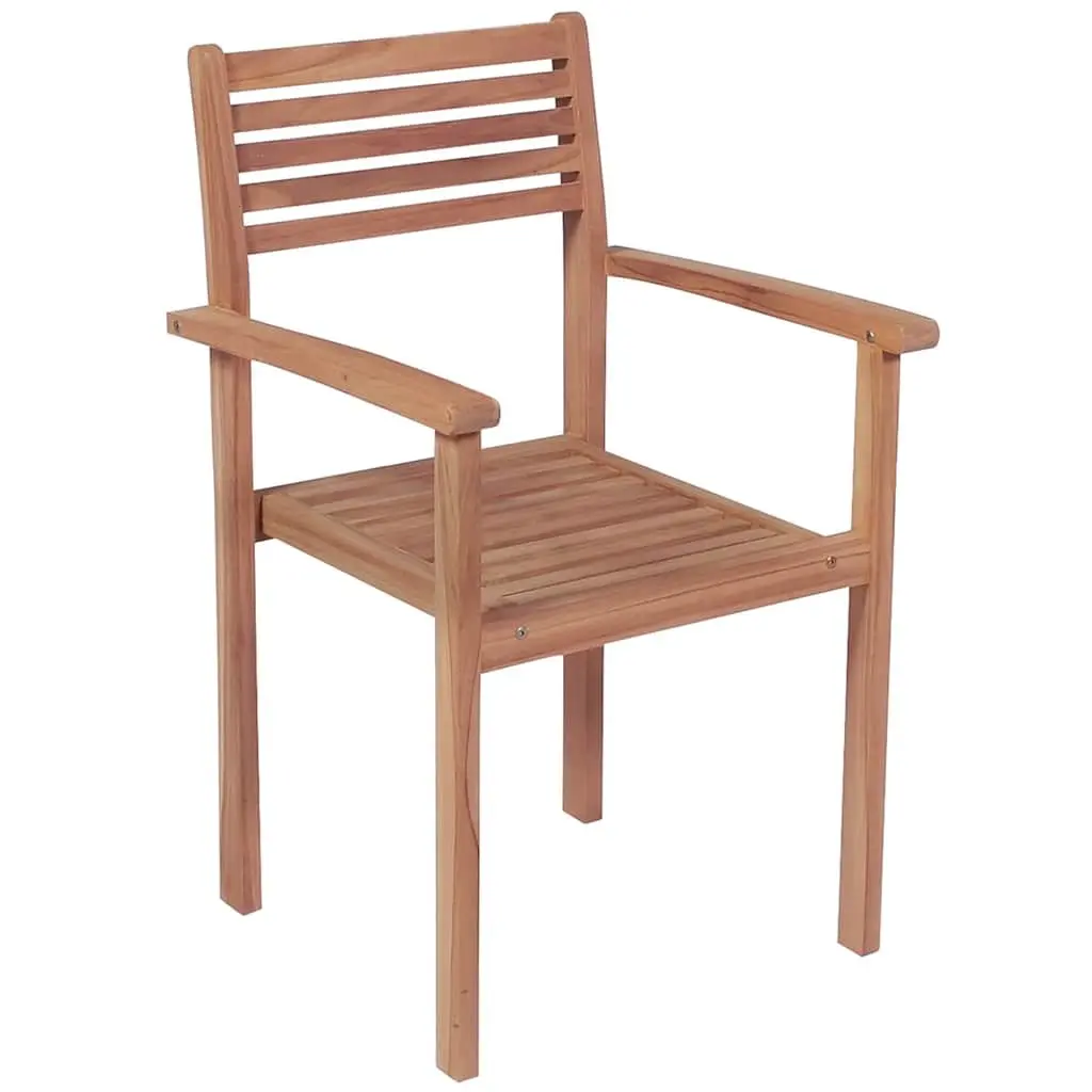 Stackable Garden Chairs Solid Teak Wood 8 Piece Outdoor Dining Chair Set Brown