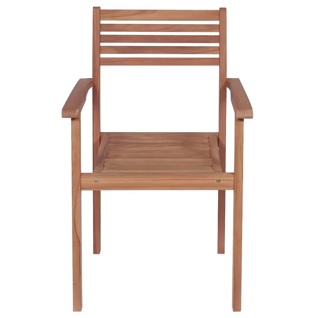 Stackable Garden Chairs Solid Teak Wood 8 Piece Outdoor Dining Chair Set Brown