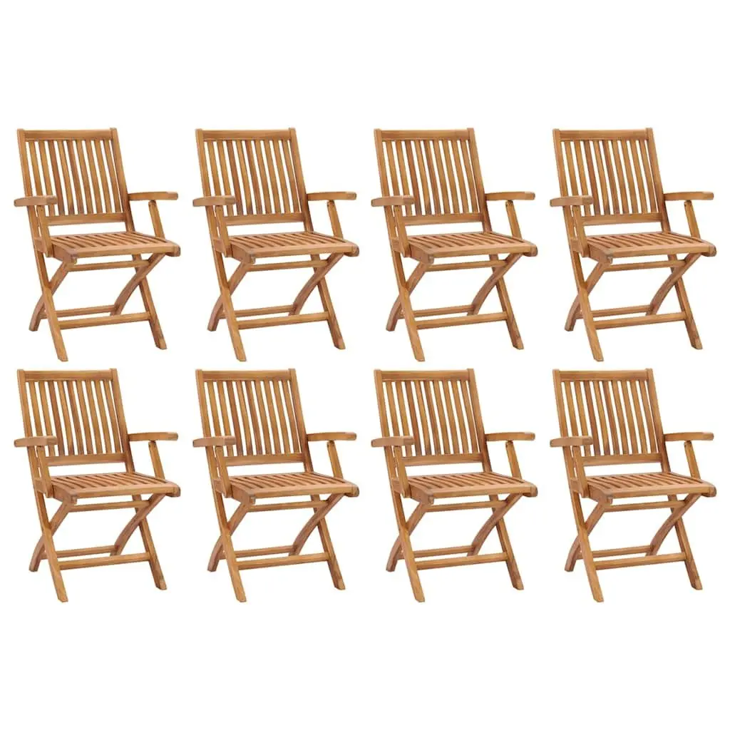 Outdoor Folding Garden Chairs Solid Teak Wood Brown 8 Piece Set