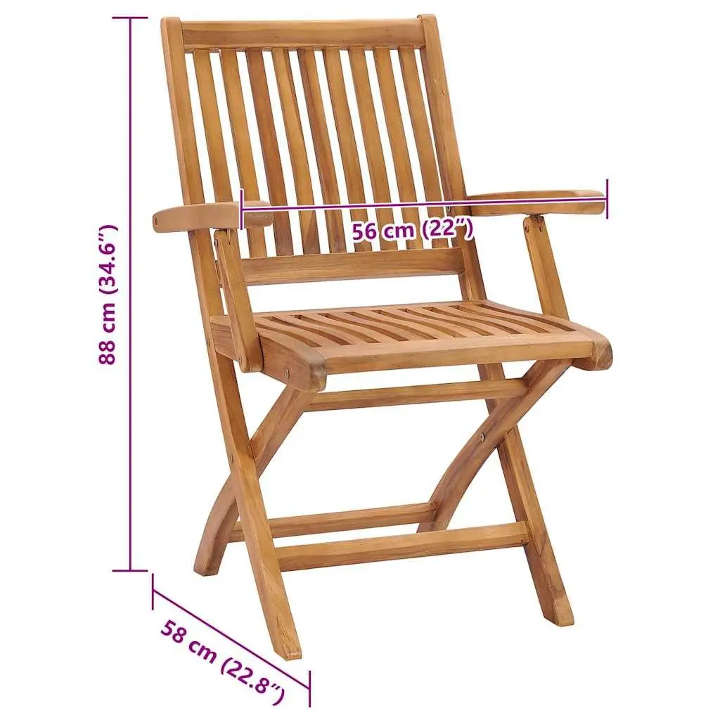 Outdoor Folding Chairs Set Teak Wood Beige 4 Pieces with Cushions